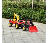 Trattore a pedali Homcom con rimorchio e pale per +3 anni 179X42X59 cm Rosso