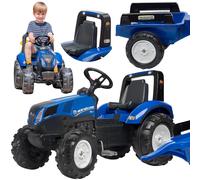 Trattore a pedali NEW HOLLAND con rimorchio per bambini dai 3 anni