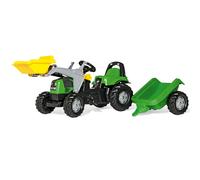 Trattore a pedali per bambini Rolly Toys Deutz Fahr con benna e rimorchio