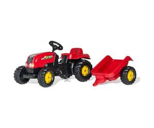 Trattore a Pedali Rolly Toys con Rimorchio RollyKid-X Rosso per Bambini da 2 a 5 Anni - Nouvo