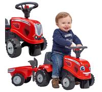 FALK - Portatore trattore Mc Cormick con rimorchio - Da 12 mesi - Made in France - pala e rastrello inclusi - 2 stili di personalizzazione - Targa personalizzabile - 220C
