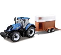 Trattore Agricolo Bburago New Holland con rimorchio per cavalli