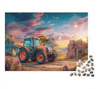 Trattore al tramonto 1000 Stile della scena costiera rurale Pezzi Puzzle Cartone Spesso Adolescenti Festa Coppia Sfida Collezionisti Stimolante Decorazione Viaggio Fantastico 38x26cm/1000pcs