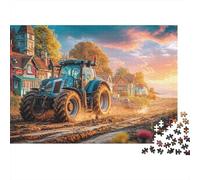 Trattore aratura campod 1000 Piece Eco-friendly Material Paesag tramonto Puzzles for Seniors Easy Grip Pieces Gift for Her Full-size Poster Included Anti-glare 52x38cm/1000pcs