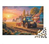Trattore aratura campod 1000 Piece Precision-cut Pieces Stil paesag tram Puzzle Lovers Gift Stress Relief Puzzle Family Game Night Limited Edition 38x26cm/1000pcs