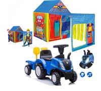 Trattore cavalcabile con Rimorchio a Spinta Luci Suoni con Garage Meccanico