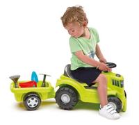 Trattore Ecoiffier 85 cm con rimorchio e accessori da giardino per bambini 12-36 mesi