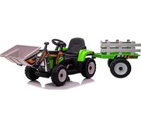 Trattore Elettrico per Bambini con Telecomando 2.4GHz Benna e Rimorchio Smontabili 7 Luci Frontali LED 2 Motori da 12V 35W Cintura di Sicurezza Ruote Resistenti
