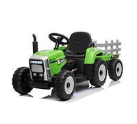 Trattore elettrico LAVORATORI con rimorchio, verde, trazione posteriore, batteria 12V, ruote in Plastica, ampio sedile in Plastica, telecomando 2.4 GHz