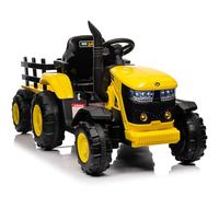 Trattore Elettrico Per Bambini 12V Con Rimorchio Cavalcabile Telecomando | Trattore con Doppio Motore da 35W, Musica Bluetooth/USB, Cambio a 3 Marce, Luci a 7 LED