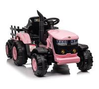 Trattore Elettrico Per Bambini 12V Con Rimorchio Cavalcabile Telecomando | Trattore con Doppio Motore da 35W, Musica Bluetooth/USB, Cambio a 3 Marce, Luci a 7 LED