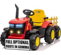 Trattore Elettrico per Bambini 12V con Rimorchio - Maxi Trattore Cavalcabile con