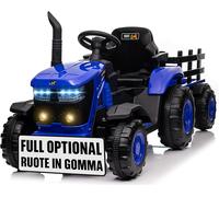 Trattore Elettrico per Bambini 12V con Rimorchio - Maxi Trattore Cavalcabile con