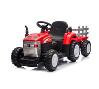 Trattore Elettrico per Bambini 12V con Rimorchio Rosso