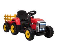 Trattore Elettrico Per Bambini 3-6 Anni Con Rimorchio Rimovibile, Batteria 12v E Telecomando, Rosso