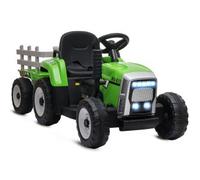 Trattore elettrico per bambini 3-6 anni con rimorchio rimovibile, batteria 12v e telecomando, verde