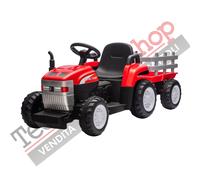 Trattore Elettrico Per Bambini con Rimorchio 12V -Rosso