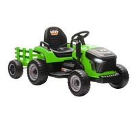 Trattore Elettrico Per Bambini Con Rimorchio Staccabile E Telecomando, In Plastica E Metallo, 139x58x55 Cm, Verde