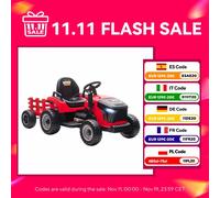 Trattore elettrico per bambini con rimorchio staccabile Velocità batteria 12V Telecomando da 3-5 km/h, 2,4 g