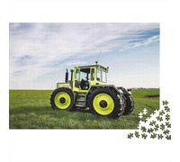 Trattore in un campo verde Puzzle da 1000 pezzi Trattore giallo Campo d'erba Gioco educativo per adulti Decorazione per la casa Difficile Stimolante Regalo di compleanno 70x50cm/1000pcs