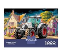 Trattore in villaggio Puzzle 1000 pezzi, scena rurale della fattoria, puzzle per famiglie, alta difficoltà, 100% cartone riciclato per decorazione domestica, 70 x 50 cm, 1000 pezzi