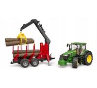 Trattore John Deere 7R 350 con rimorchio e gru