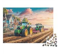 Trattore nei Campi Puzzle 1000 Pezzi per Adulti Carta Gioco di Puzzle 1000 Pezzi Tramonto Relax Arredo Regalo 38x26cm/1000pcs