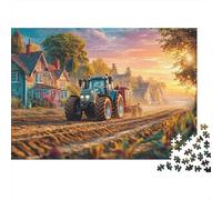 Trattore nei Campi Puzzle per Adulti Puzzle 1000 Pezzi Tramonto in Campagna Gioco di Puzzle 1000 Pezzi Rilassarsi Decorazione Regalo 52x38cm/1000pcs