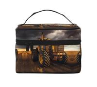 Trattore nel campo Borsa cosmetica da viaggio da donna, (22,9 x 16,5 x 15,7 cm), borsa cosmetica portatile di grande capacità, grande borsa cosmetica per ragazze, nero, Taglia unica