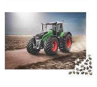 Trattore nel campo Trattore verde colorato su un campo di terra Puzzle da 1000 pezzi per adulti La sfida impossibile Sviluppo del cervello 52x38cm/1000pcs