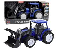 Trattore per bambini con benna mobile, luci e suoni - blu 1:10