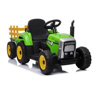 Trattore Per Bambini Con Rimorchio Auto Elettrica Telecomando LED MP3 Verde