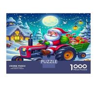 Trattore Puzzle da Assemblare Carta Babbo Natale che Guida il Trattore nel Villaggio Invernale Set Allenamento Mentale Regalo di Compleanno 52x38cm/1000pezzi