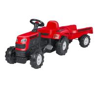 Trattore Rosso a pedali per bambini - Con rimorchio removibile - Sellino ergonomico - Clacson - Dimensioni 144 x 52 x 45 cm - DOLU - Globo Giocattoli 42214