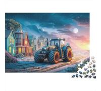 Trattore su strada innevata Puzzle da 1000 pezzi Paesaggio rurale fantasy per giochi educativi per adulti Decorazione per la casa Difficile e stimolante Regalo di compleanno 38x26 cm/1000 pezzi