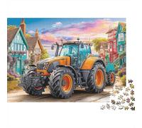 Trattore sulla strada del borgo 1000 Piece Eco-friendly Material Illus paesag rur Puzzles for Seniors Full-size Poster Included Gift for Her Minimalist Design 38x26cm/1000pcs