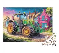Trattore sulla strada del borgo 1000 Piece Sustainable Board Scen rur col Art Mindfulness Puzzle for Adults Lettered Back Pieces Relaxation Activity Anti-glare 38x26cm/1000pcs
