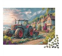 Trattore sulla strada del villaggio 1000 Stile paesaggio rurale Pezzi Puzzle Cartone Robusto Difficile Anziani Creatività Top Valutato Uomini Abilità Logica Allenamento Cerebrale 70x50cm/1000pcs