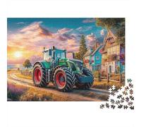 Trattore sulla strada di campagna 1000 tramonto rurale paesaggio arte Pezzi Puzzle Cartone Premium Anti Stress Abilità Logica Adulti Idea Bambini Casa Attività Dopo La Scuola Perfetto 70x50cm/1000pcs