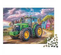 Trattore sulla strada di campagna Stile di pittura del paesaggio rurale Pezzi Puzzle Cartone Riciclato Adolescenti Fantastico Ufficio Adulti Decorazione Murale Principianti Migliore 38x26cm/1000pcs
