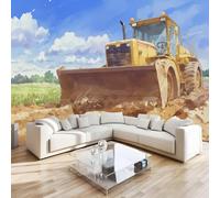 Trattore Veicolo Di Ingegneria Fotomurali 3D Effetto Pastorale Dipinto Non Tessuto Murale Carta Da Parati Decorazione Da Parete 200x140 cm Per Soggiorno Camera Da Letto Ufficio