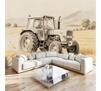 Trattore Veicolo Di Ingegneria Fotomurali 3D Effetto Pastorale Dipinto Non Tessuto Murale Carta Da Parati Decorazione Da Parete 200x140 cm Per Soggiorno Camera Da Letto Ufficio