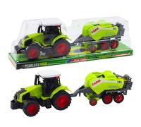 Trattore verde con pressa per fieno - set agricolo per bambini