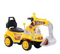Trattori giocattolo for bambini, escavatore da cavalcare, musica, suoni, scavatrice, scooter, bulldozer, camion da costruzione for bambini, spazio sotto il sedile(Geel,Wiggle car+6 toy cars+pedals)