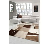 Traum Living Designer Stanza Tappeto Tappeto Moderno, Moquette a Basso palo con Diamanti Taglio Contorno Modello Marrone Beige Mocca Größe 120x170 cm