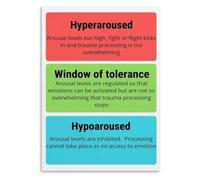 Trauma Response Poster Window Of Tolerance Grounding Regulation Chart | Practical tools to to calm centered state after stress triggers(Unframed,12x18inch(30x45cm))