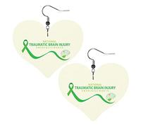 Traumatic Brain Injury Awareness Month Orecchini in pelle per le donne Ciondola l'orecchino a goccia Ciondolo a cuore con gancio Regali per ragazza adulta