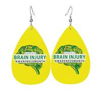 Traumatic Brain Injury Awareness Month Orecchini in pelle per le donne Orecchini pendenti con pendente a goccia con gancio Regali per ragazza adulta