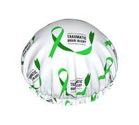 Traumatic Brain Injury Consapevolezza Mese Cuffie da doccia Cuffia da bagno riutilizzabile Cappello da doccia elastico da bagno Morbido impermeabile Per tappi per capelli di tutte le lunghezze di cape