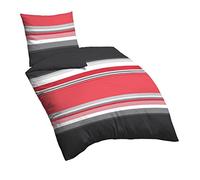Traumhaft schlafen - Castell - Markenbettwäsche 0060647 Set Biancheria da Letto con Fodere per Cuscini Linon Cotone, Rosso, 1x 135x200 cm + 1x 80x80 cm